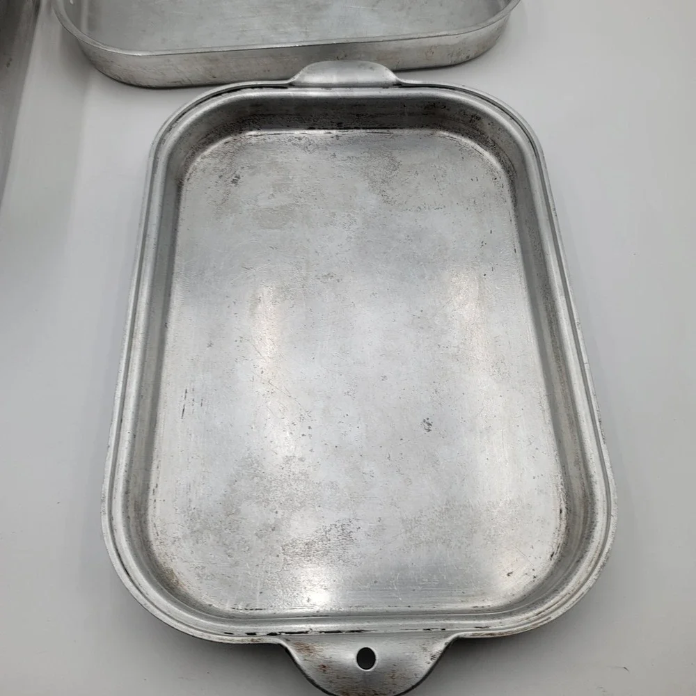 Vintage Wear-Ever Aluminum Roaster Pan Set 4pc 818 918 Turkey Broiler Trays